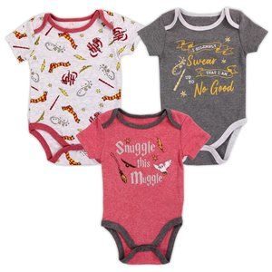 Harry Potter Baby Onesies Set 3pc Pack Creepers Girls Boys Clothes Muggle